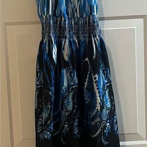 SHEIN Blue and Black Patterned Mini Dress